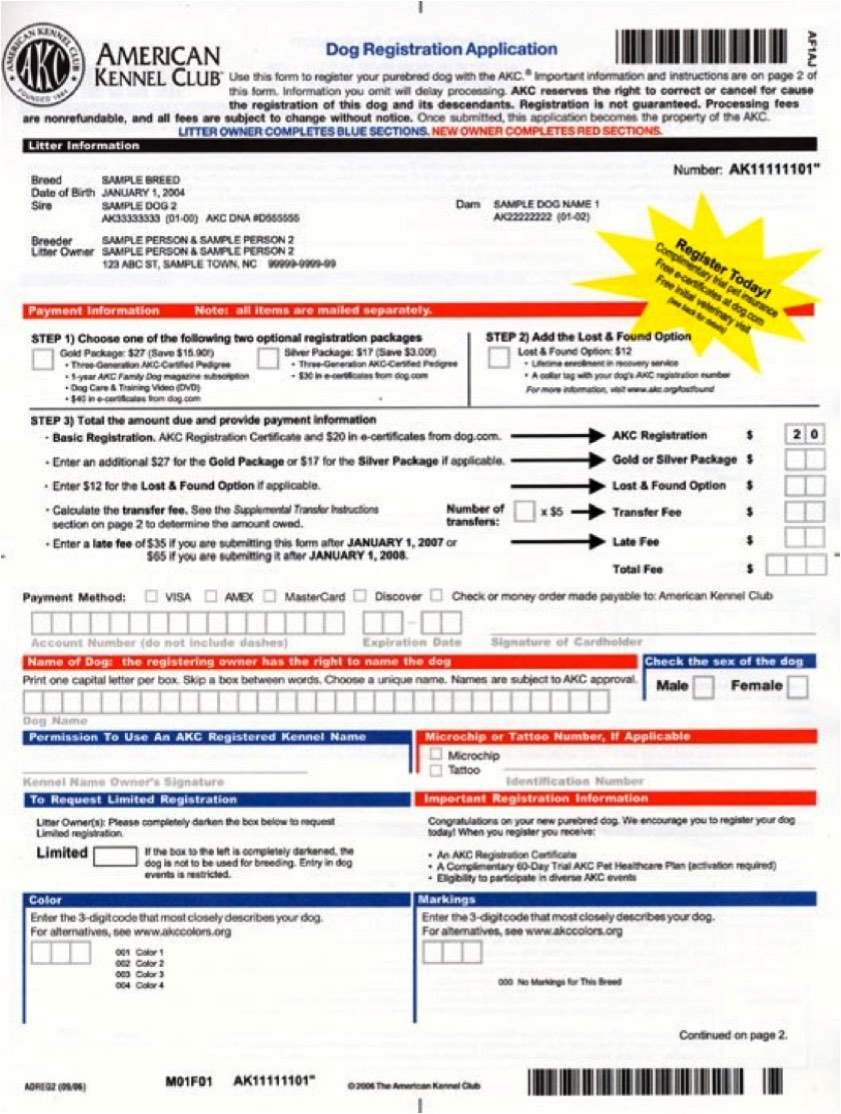 american kennel club dog registration